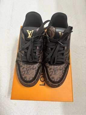 Louis Vuitton Brown Monogram Low-Top Sneakers with Gold Logo